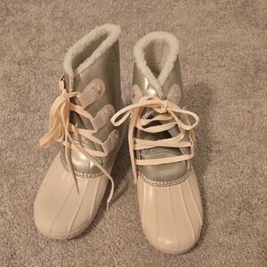 Jack Rogers Cream and Silver Winter Boots